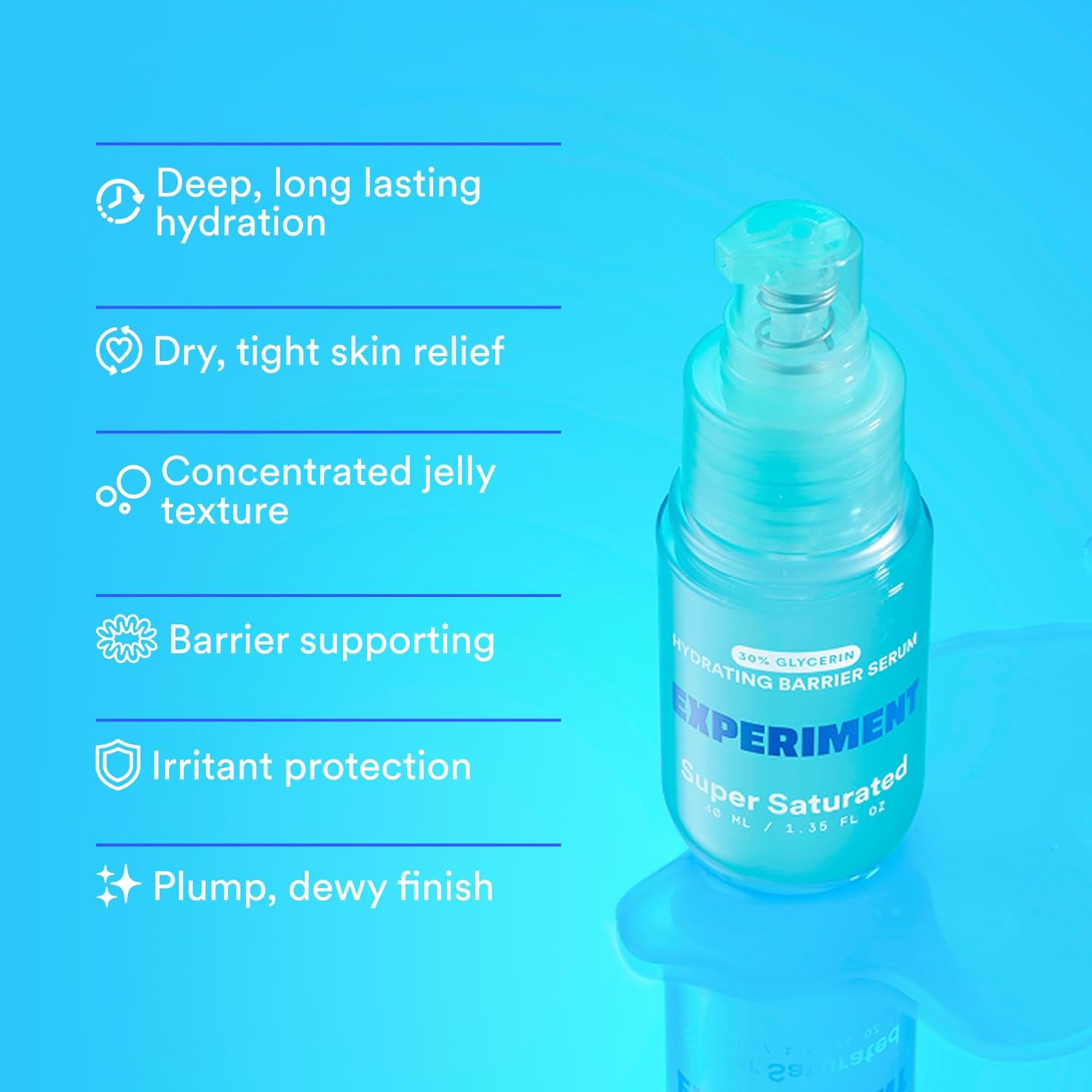 Experiment Super Saturated Ultra Hydrating Barrier Serum - 30% Glycerin, Polyglutamic Acid + Prickly Pear for Intensive Moisture, Plump + Dewy Skin, 1.35 FL OZ - Hydrating Serum for All Skin Types - Image 6