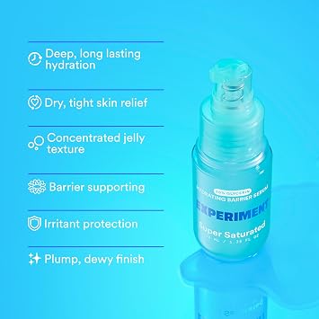 Experiment Super Saturated Ultra Hydrating Barrier Serum - 30% Glycerin, Polyglutamic Acid + Prickly Pear for Intensive Moisture, Plump + Dewy Skin, 1.35 FL OZ - Hydrating Serum for All Skin Types