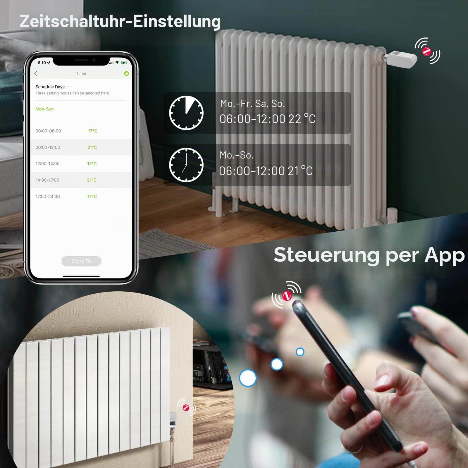 BSEED Smart Home 4er Pack Wifi Thermostat Heizung mit Zigbee Hub Heizkörperthermostat ECO Heizkosten sparen Heizkörperthermostatventil Alexa Google Home Tuya kompatibel LCD-Display ohne Batterien