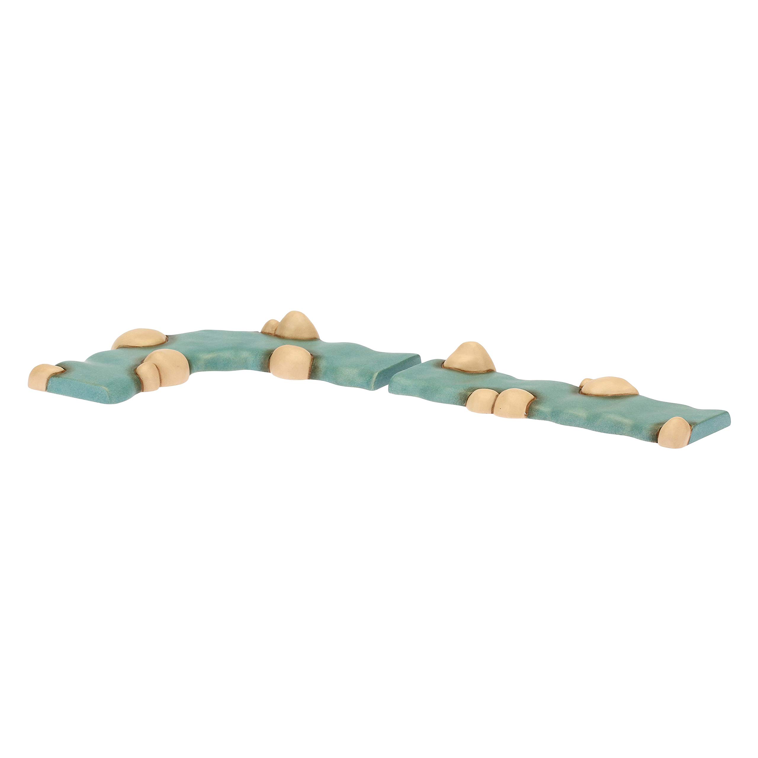 THUN - Set con 1 Pezzo di Fiume Dritto e 1 Curvo - Presepe Classico - Ceramica - 13x5,6 x2 cm h e 15x5,6 x2 cm h