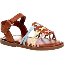 Petalia Toddler Girls Multicolor Strappy Casual Sandals, Tan Multi 10 Medium, Toddler