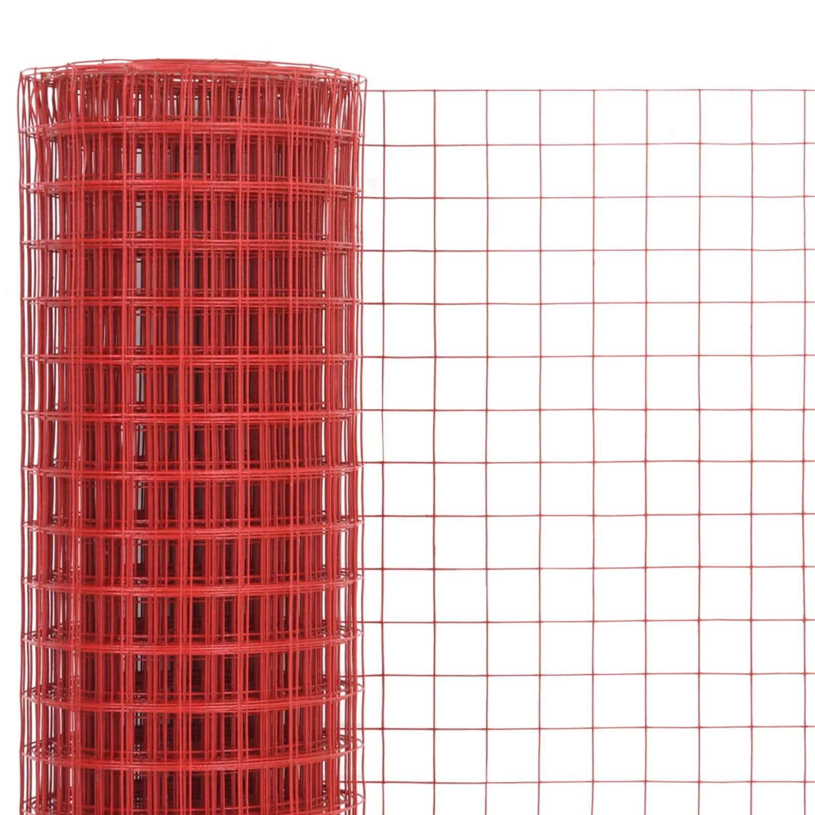 Homgoday Alambrada de gallinero Acero Revestimiento PVC Rojo 10x1,5 m Alambrada gallinero galvanizada Recubrimiento Cerca de Alambre, alambrada metálica, Rollo de Alambre de Malla