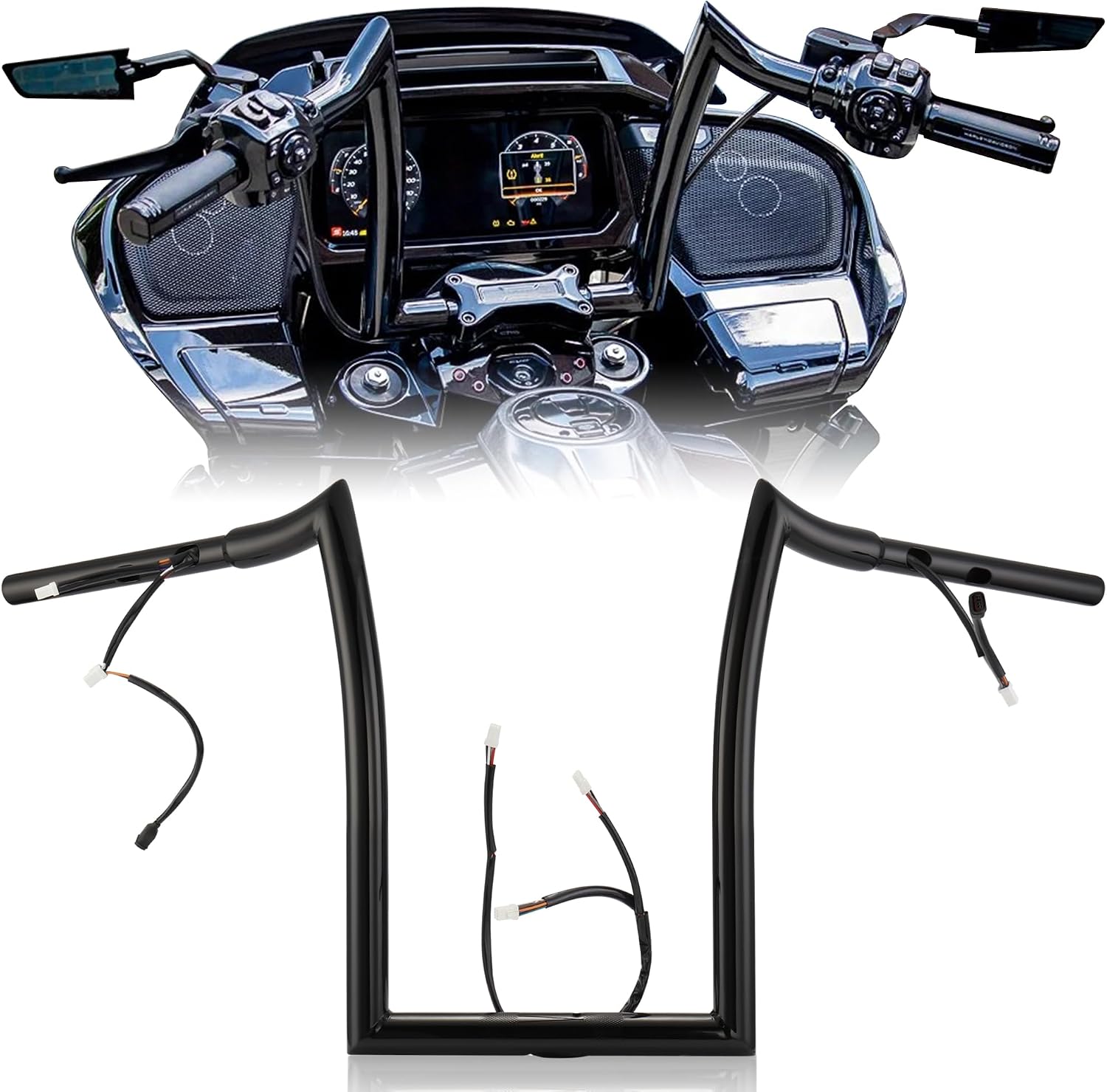 1 1/4 Inch 14" Rise Road Glide Handlebar Ape Hanger for Harley 2023-up CVO FLTRXSE & 2024-up Road Glide Custom FLTRX & 2024-up FLTR Pre-wired with CAN-Bus & TBW Wires, Black