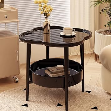 Nightstand Side Table, Compact Coffee Table for Small Spaces, Decorative Side Tables for Bedrooms, Balconies and Living RoomsA2