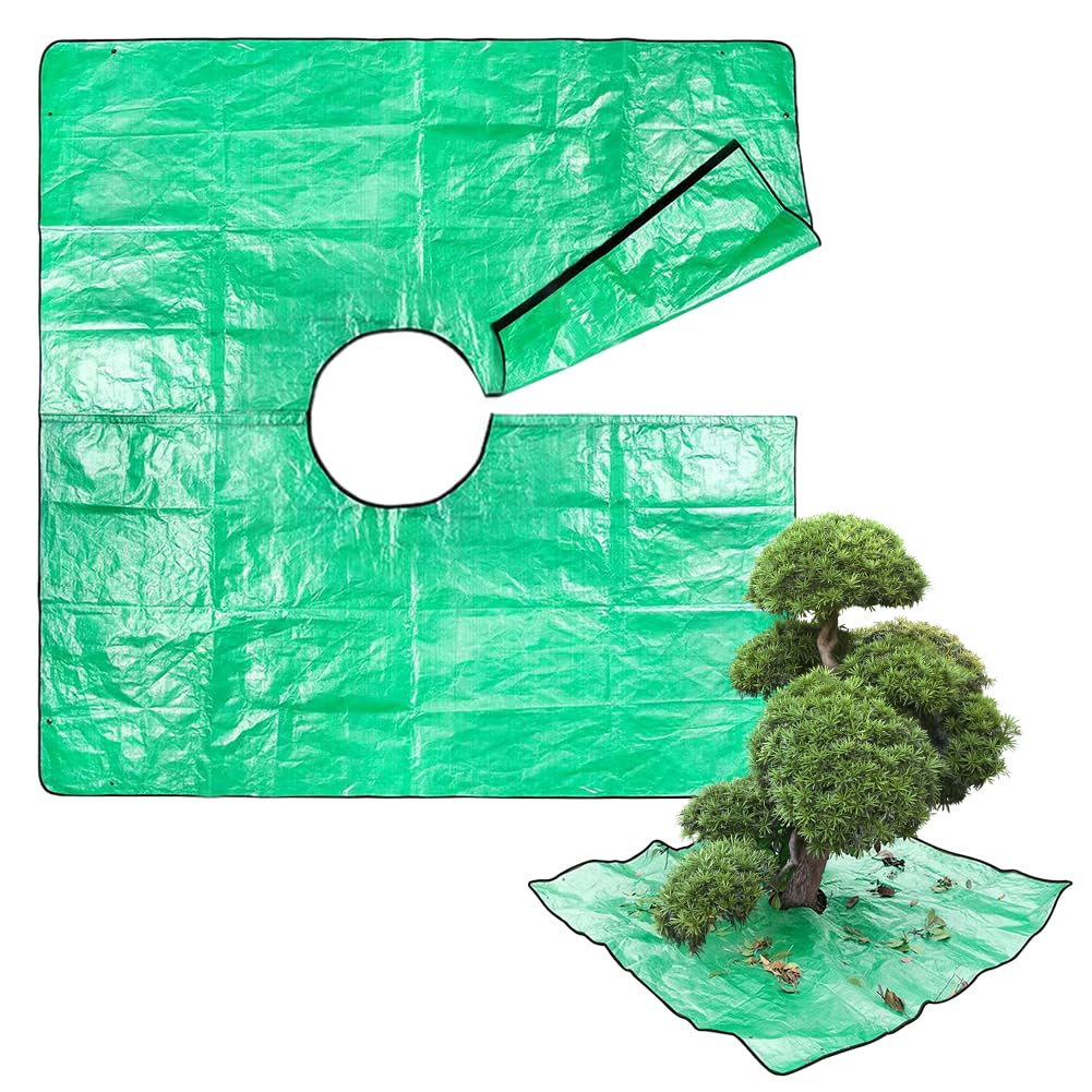 Plant Pruning Mat,Plant Repotting Mat,Landscape Tarp for Trimming,Foldable Shrub Trimming Tarps with Hole,Bush Trimming Tarpaulin,Tree Trimming Mat Topiary Pruning Mat (2x2m aperture 60cm)