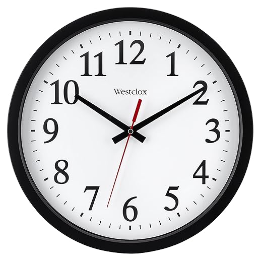 Westclox 14 Inch Round Office Wall Clock with Large Easy to Read Black and White Dial, Battery or