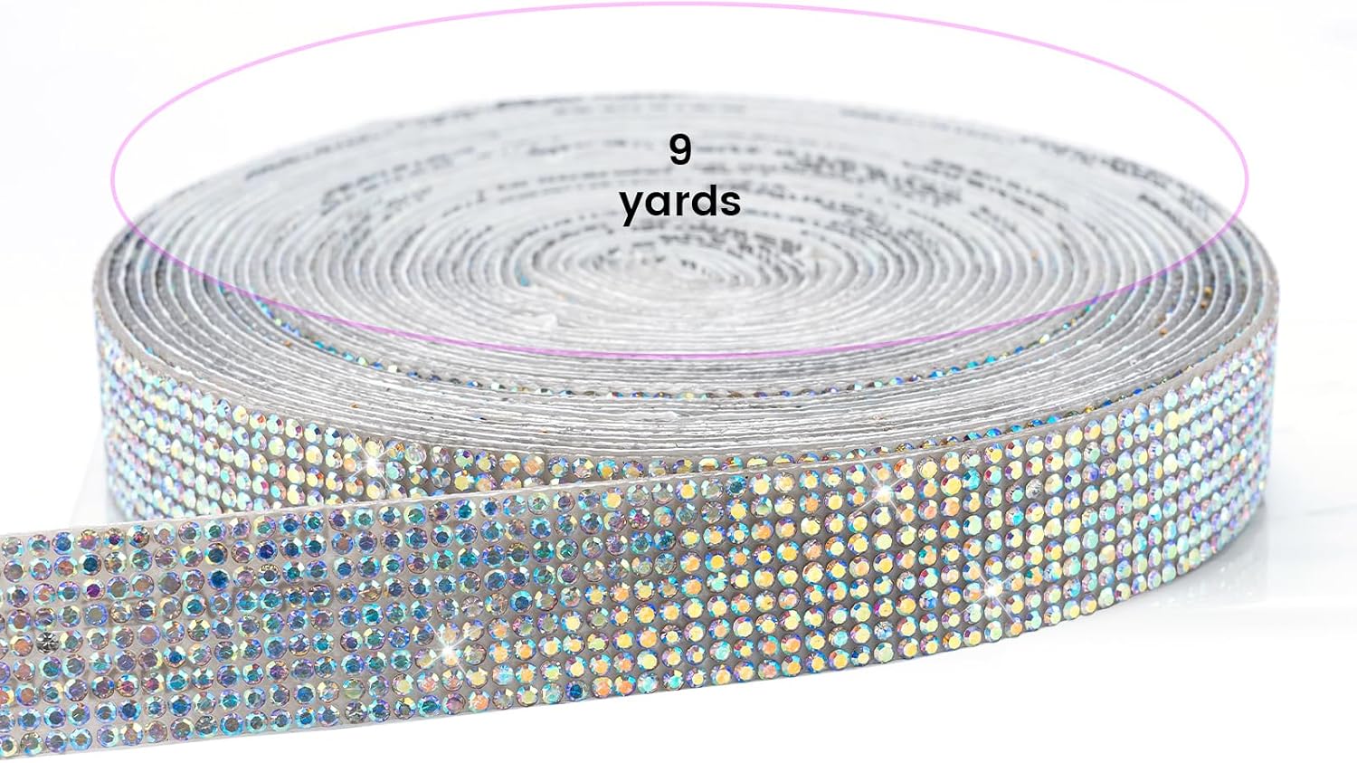 Novani Self Adhesive Rhinestone Ribbon, 0.78 Inch Wide 9 Yards 1 Roll, AB Crystal Diamond Bling Strips for DIY Crafts, Home Decor, Glitter Glass Rhinestones Tape for Crafting, Car Decoration
