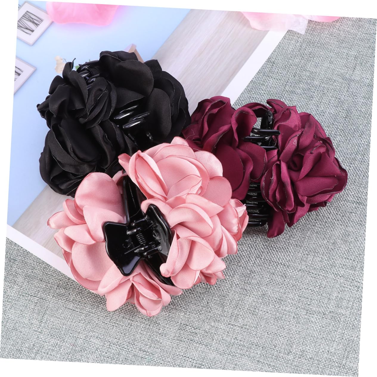 Housoutil 8piezas Pinzas De Pelo De Diseño Para Mujeres Horquillas Atractivas Rojo Negro y Adecuadas Para Bodas Especiales