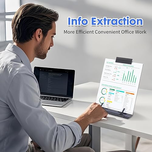 Miniatura 6 de Resulzon - Soporte de papel para documentos con 7 posiciones ajustables, soporte de papel para escritorio al escribir para leer letras A4, libros,