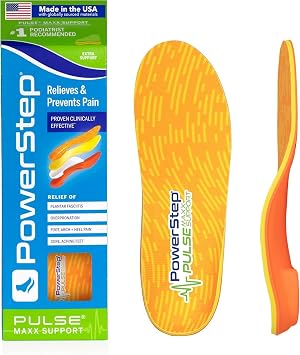 PowerStep Pulse Maxx Running Insoles - Overpronation Corrective Orthotic Inserts for Running Shoes - Maximum Ankle Foot Pain