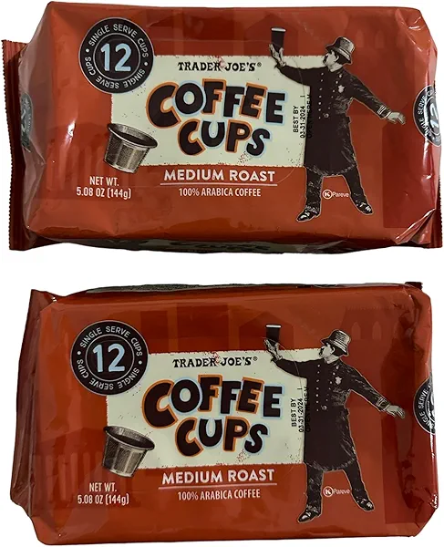 Trader Joe's Coffee Cups Medium Roast 100% Arabica Coffee 5.08 Oz. (Pack of 2)