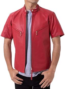 【新品】パンチングレザージャケット / 柔らかいバッファロー生地（赤） 新品】パンチングレザージャケット / 柔らかいバッファロー生地