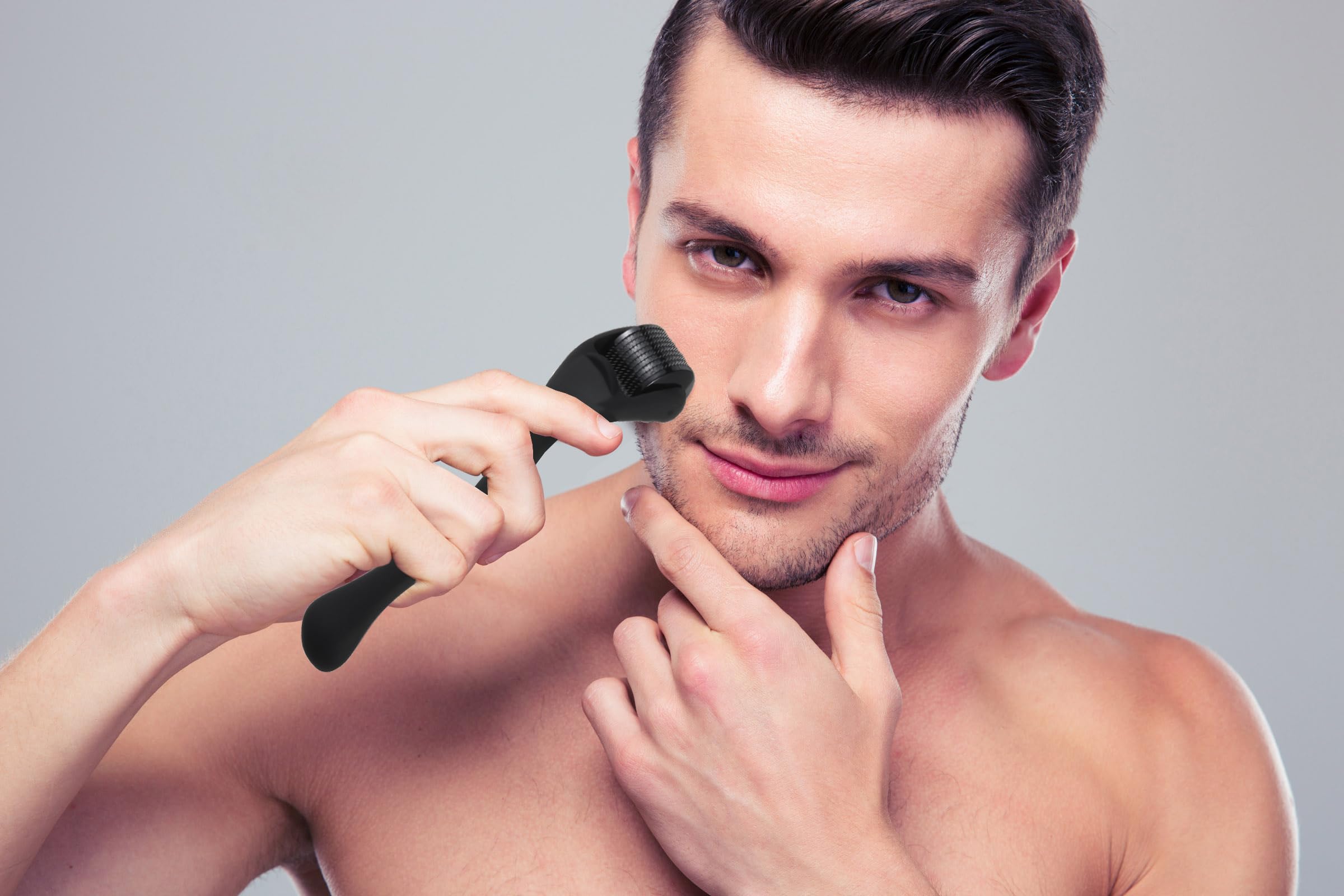 2IN1 Face Derma Rmaroller Rmapen +12Parts Titanium Facial Skin Face Body for Men Women Cosmetic Beauty Instrument #Roller+Pen(Black 2)