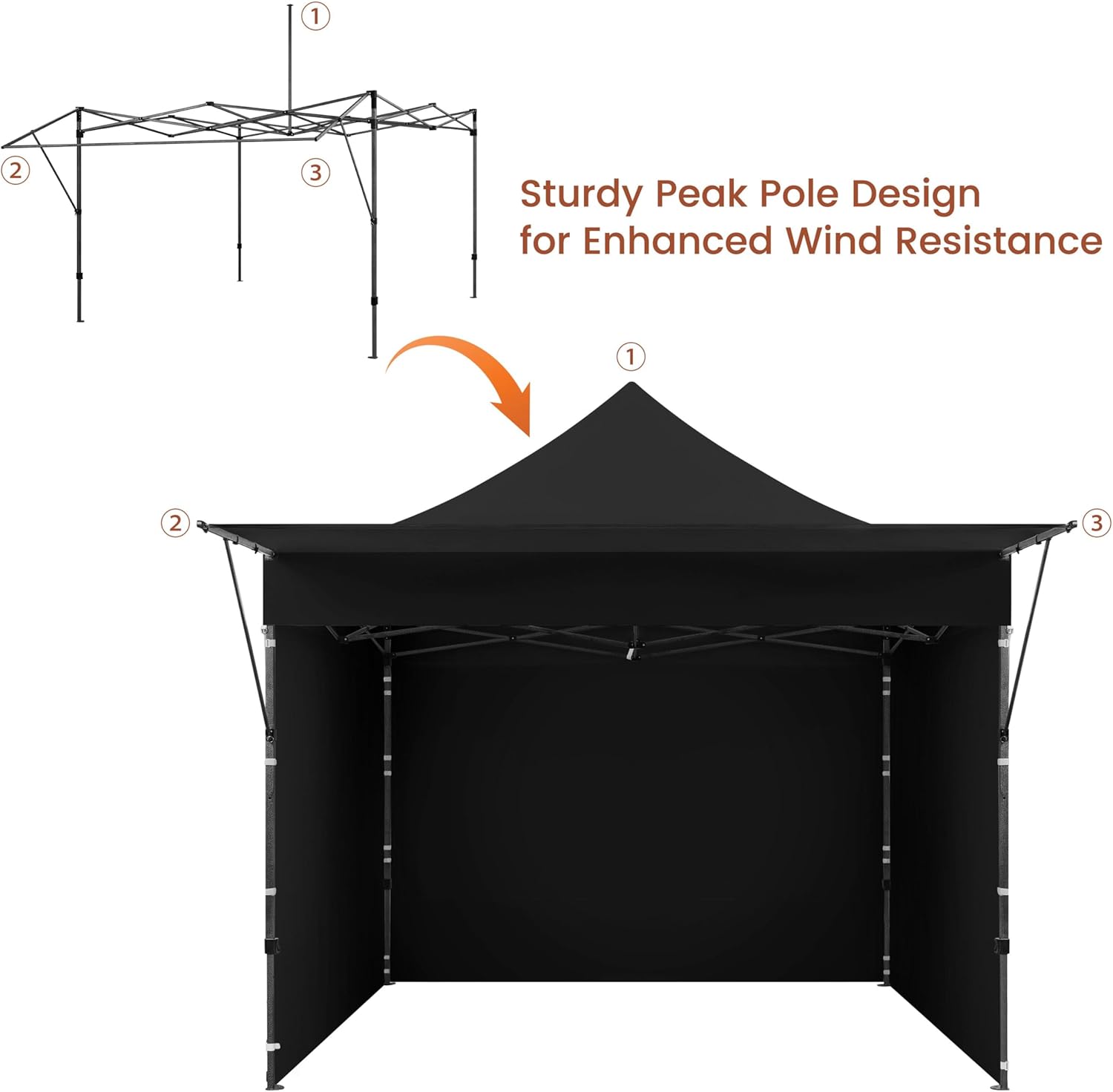 Yaheetech 10x10 Pop up Commercial Canopy Tent with 3 Removable Sidewalls & Awning, Portable Freestanding Shelter, Outdoor Heavy Duty Party Canopies W/Roller Bag, 4 Sandbags, Stakes & Ropes, Black