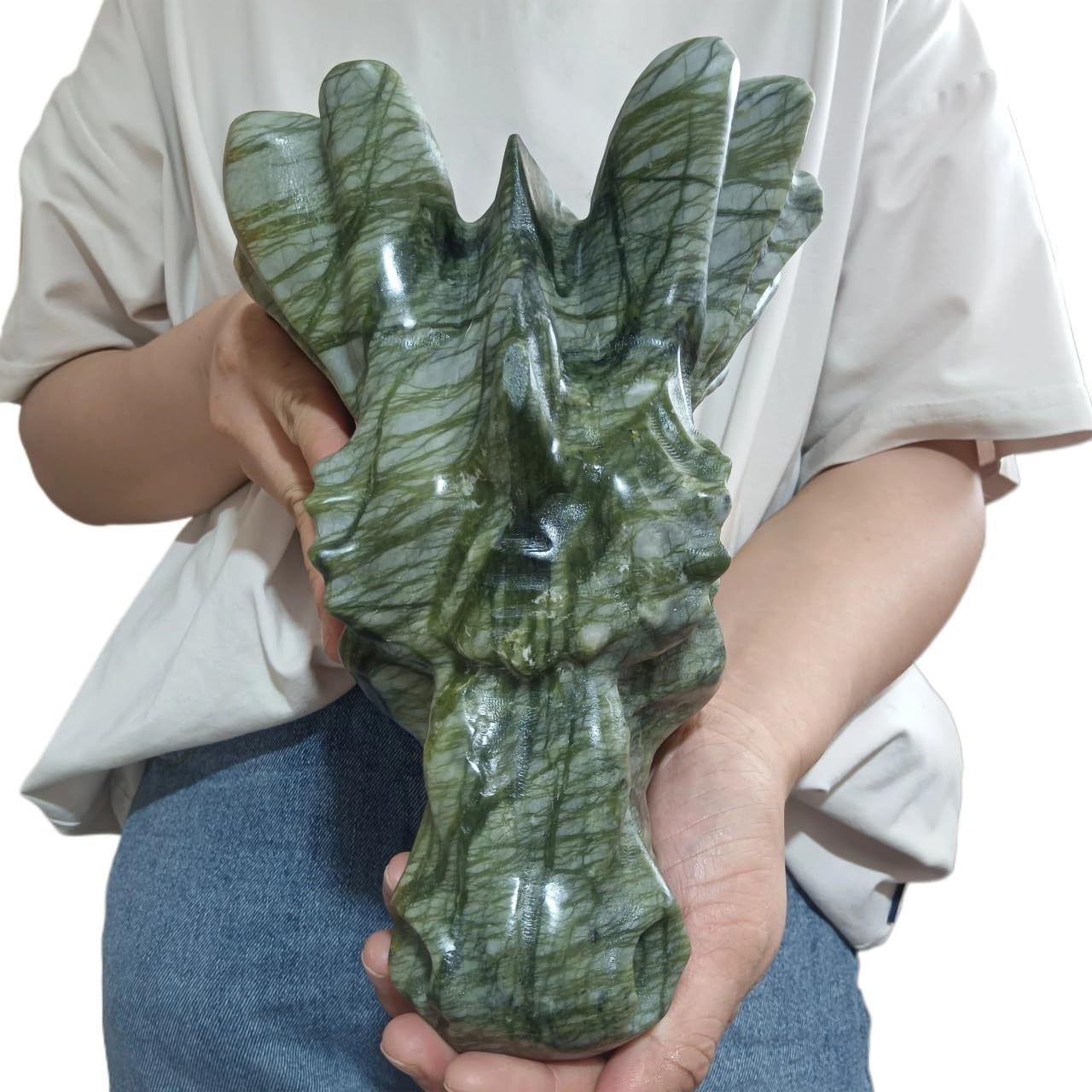 RVBLRDSE Tree Jade ragon,Quartz Crystal Carved Dragon Skull, Decor Home Decor(Size:22-25cm) Gemstone Stone
