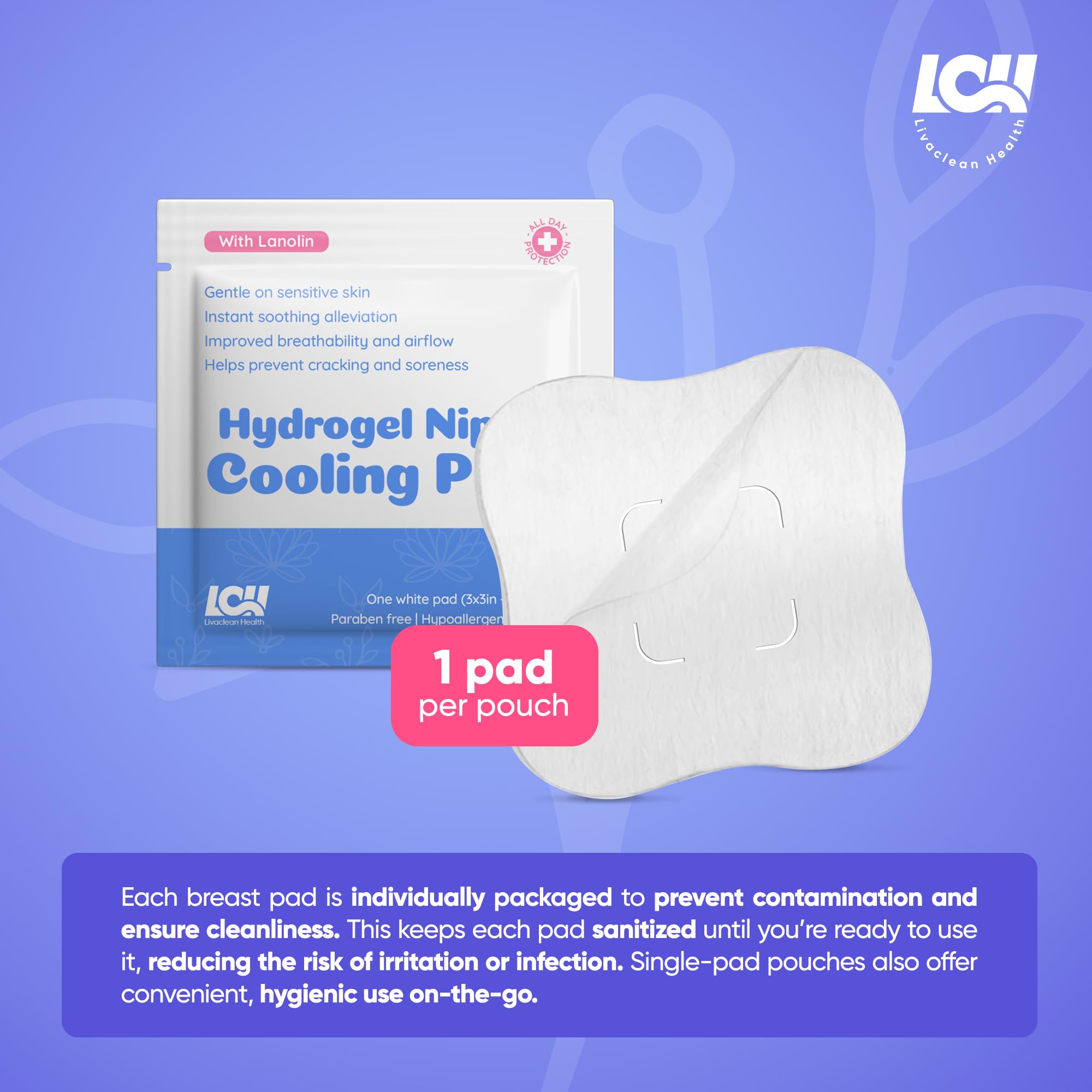 Livaclean Health Hydrogel-Nippel-Pads zum Stillen mit Lanolin von Livaclean Health, Stilleinlagen zur Beruhigung von wunden Brustwarzen, kühlende Nippel-Pads für Hydration, Still-Essentials