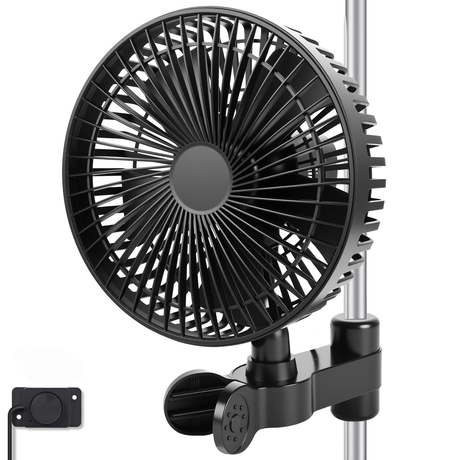 Grow Ventilator mit Clip & Stufenlosem Drehzahlregler, Stufenloser Lüfter mit EC-Motor, 2100 U/min, Oszillierend, 10W, IP44, Clip-on-Lüfter für Growbox/Zelt