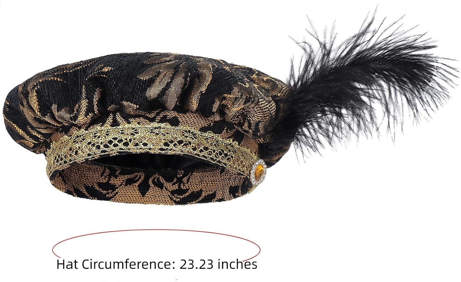 Men's Tudor Hat with Feather - Renaissance Flat Beret Cap Medieval Costume Headpiece