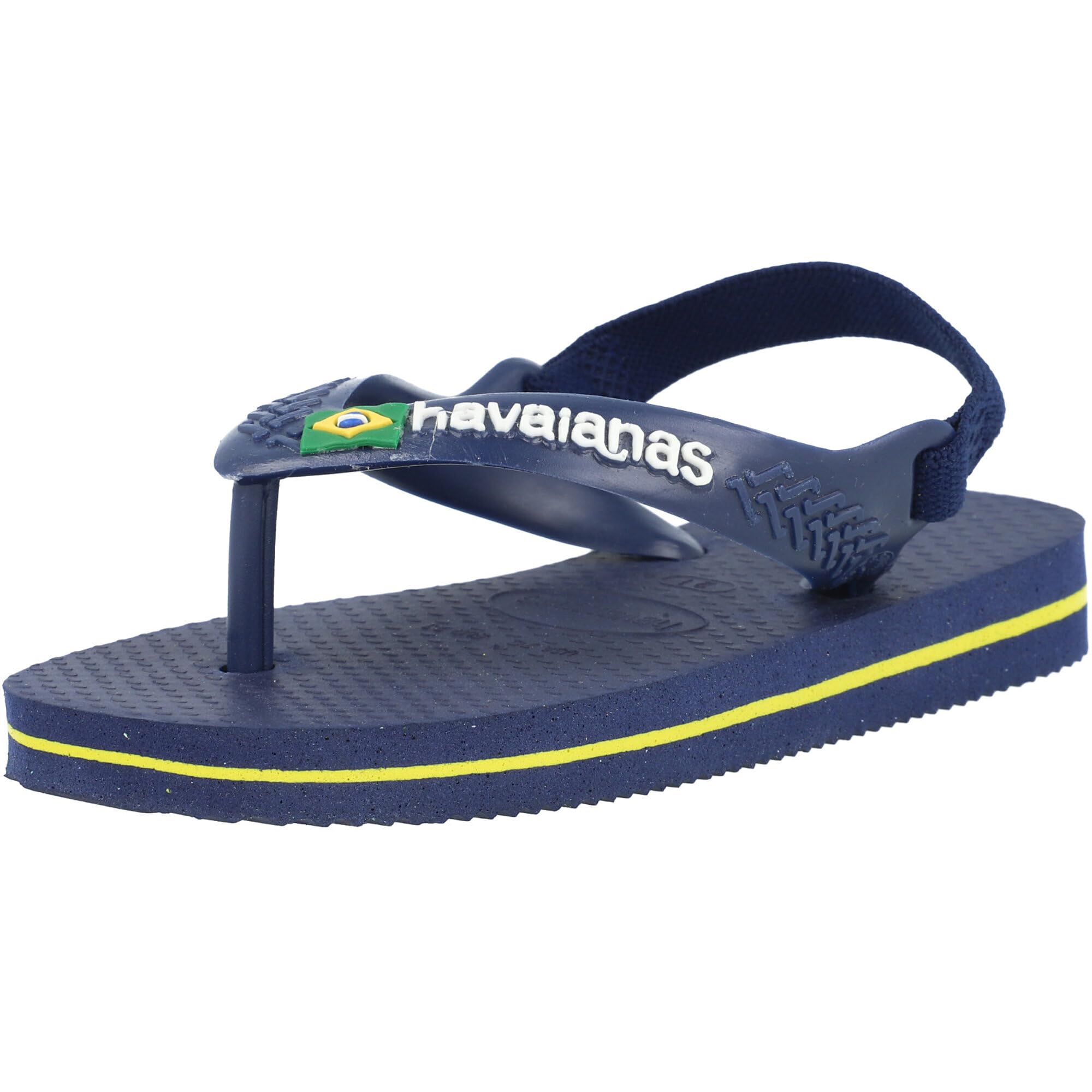Havaianas Unisex Babies’ Brasil Logo II Flip Flops Multicoloured (Navy Blue/Citrus Yellow), 4 UK, (22 EU) (20 BR)