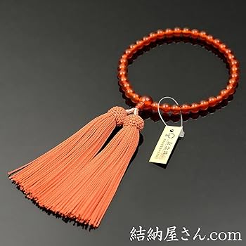 Amazon｜数珠・念珠 オレンジ瑪瑙(メノウ)（カーネリアン）共