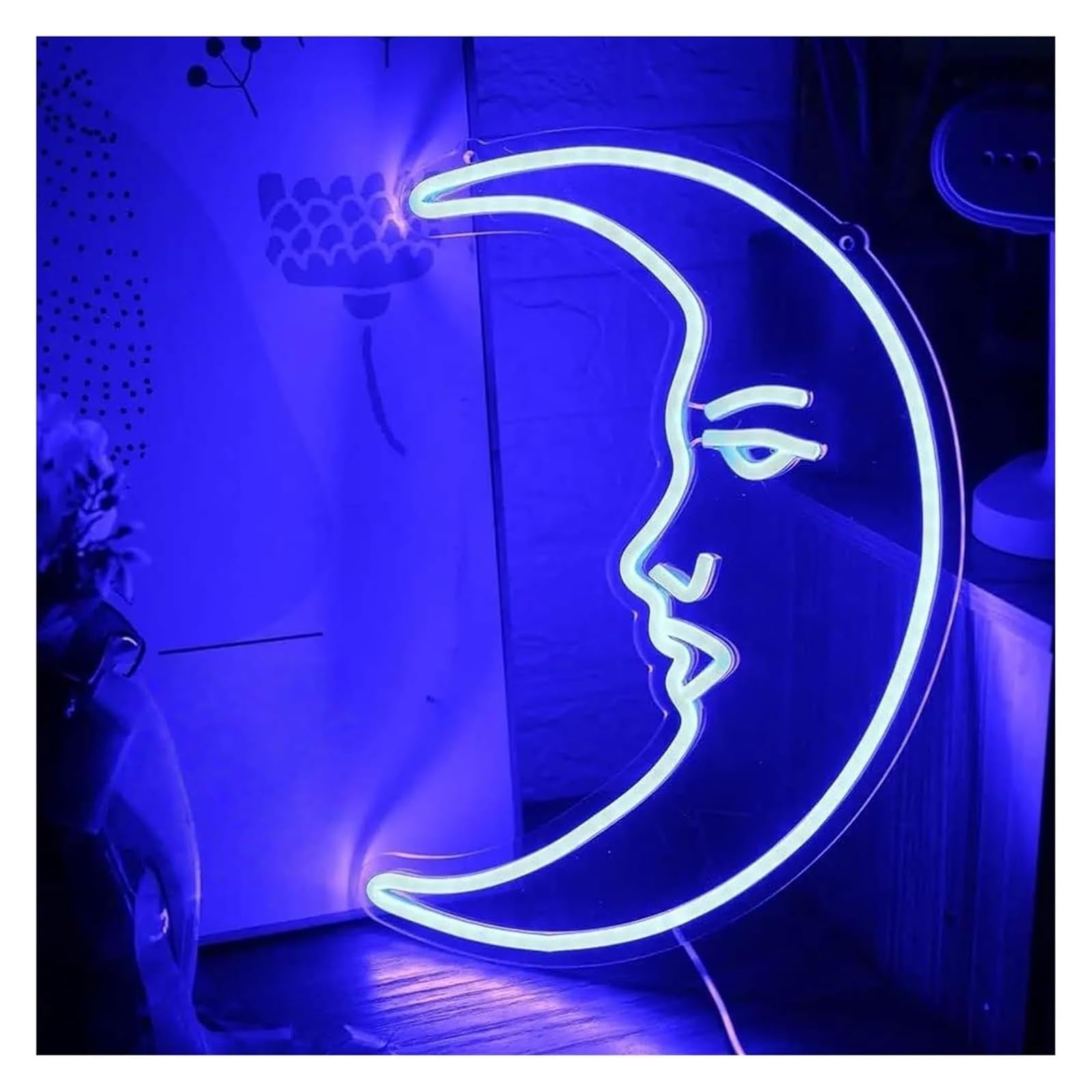 Aextroi neon Lights Sign Neon Signs Decor Light Sign Smiling Moon, Bar or Party 22cmx30cm