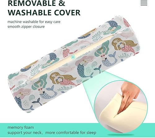 Miniatura 4 de Kawaii Mermaids Undersea Long Bolster Pillow for Bed Neck Roll Pillows Round Pillow Form Foam Cylinder Pillow Neck Support Pillows for