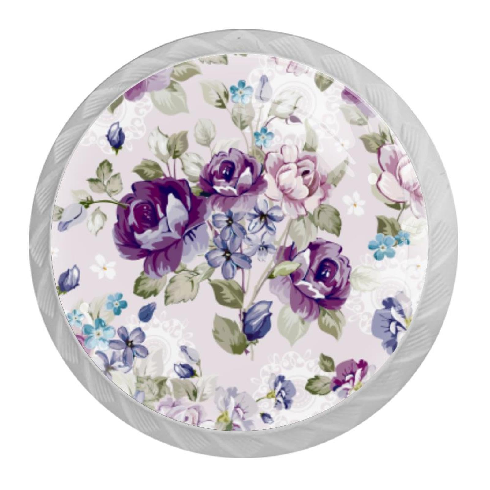 Tqmspg Multi16 4 Pieces Drawer Pulls Floral Flowers Blossom Door Knobs Dresser Handles For Kitchen Wardrobe Cupboard Hardware Furniture