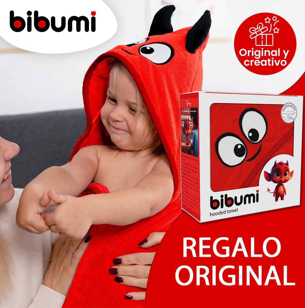 Toalla Bebe con Capucha - Capa de Baño Bebe - Albornoz Bebes talla 0 a 4 años - Regalos para Recien Nacidos Originales - Unisex de Niño y Niña - Toallas Niños Piscina y Playa - Toalla Niño Baño (Rojo)