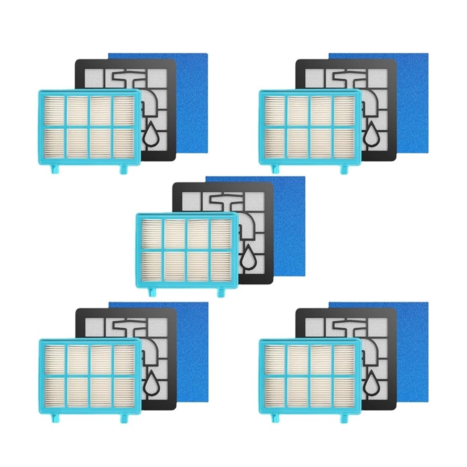15 Kits de filtros de Espuma de Motor Lavables compatibles con Philips Power Supply Pro Compact FC9331 / 09FC9332 / 09 FC8010 / 01 Repuestos for aspiradoras (Color : 15 PCS)