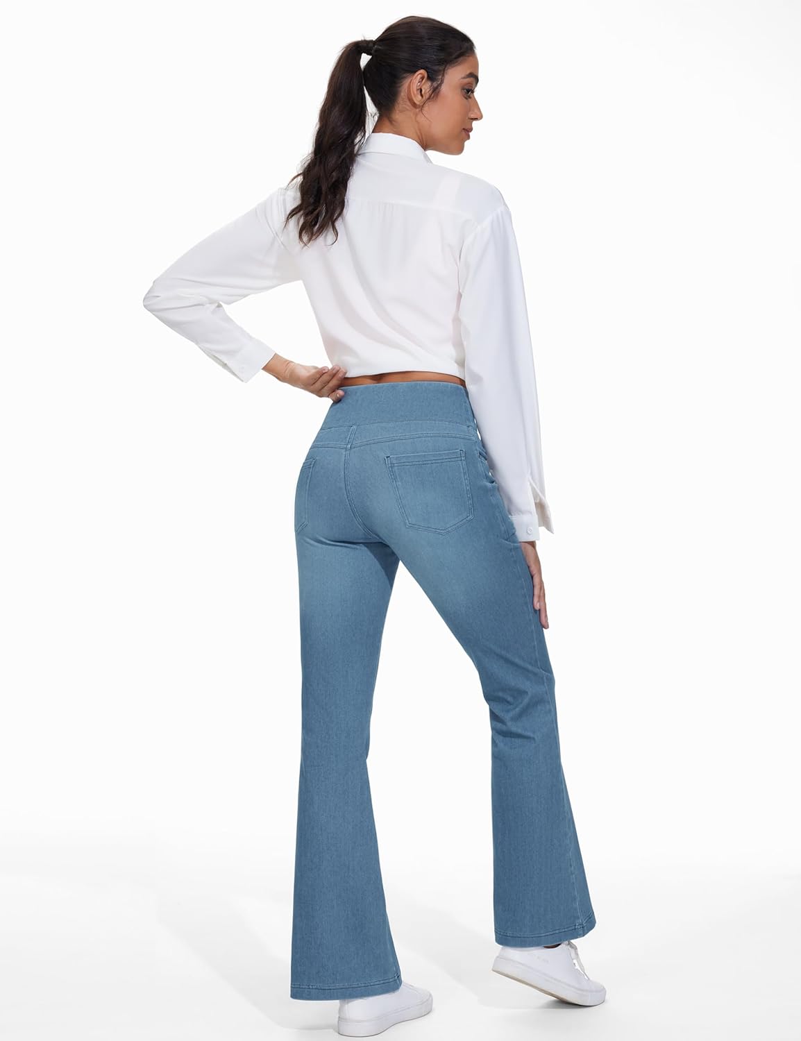 THE GYM PEOPLE Women's Tummy Control Bell Bottom Jeans High Waisted Wide Leg Flare Pants Jeggings with Pockets - Image 7