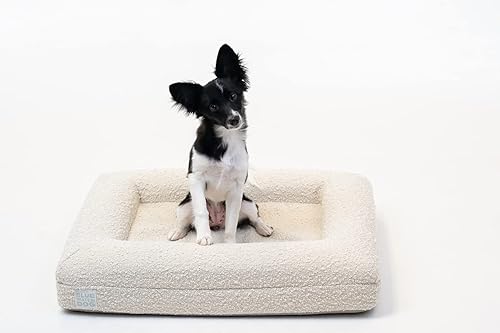 Miniatura 5 de Bluewater Dog Cama ortopédica de espuma viscoelástica con funda de tela Boucle lavable a máquina y forro impermeable (pequeña, nube)