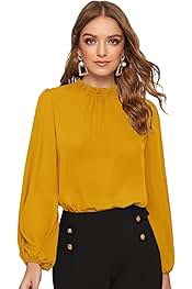 Women's mustard colored tops Clearance