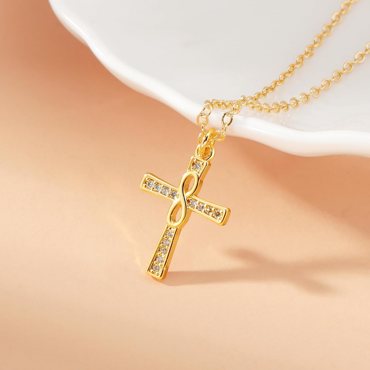 Lcherry Infinity Cross Necklace for Women Gold-plated Faith Cross Pendant Necklace Christian Baptism Confirmation Gifts for Women - Image 4