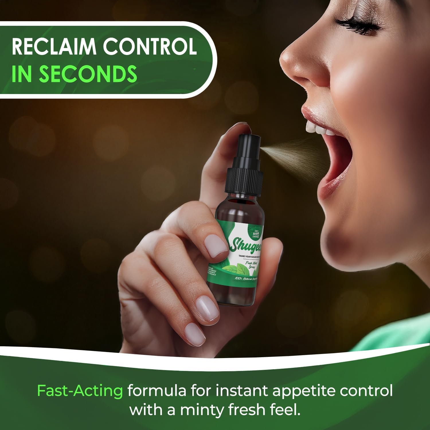 Sugar Craving Suppressant Mint Oral Spray - Fast-Acting, All-Natural Formula with Gymnema Sylvestre Extract - Sugar Blocker Supplement for Appetite Control - 1 oz