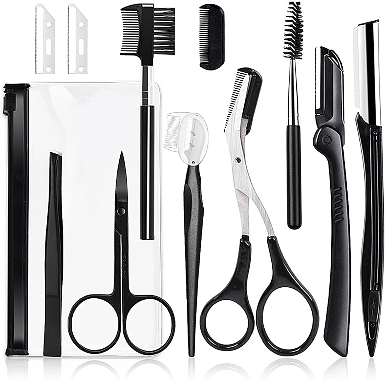 11 Pcs Tweezers Eyebrow Depilation, Eyebrow Shaver Set with Eyebrow Comb, Tweezers, Shaver, Brush, Scissor Set, Easy to Create Perfect Eyebrow Shapes 11 Pcs Tweezers Eyebrow Depilation, Eyebrow Shaver Set with Eyebrow Comb, Tweezers, Shaver, Brush, Scissor Set, Easy to Create Perfect Eyebrow Shapes