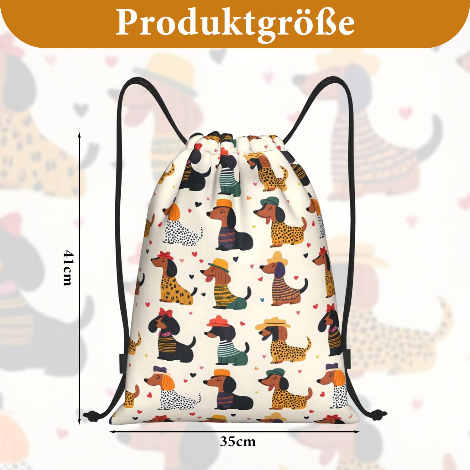 Unisex Torba z rzemieniem, Zabawny worek z rzemieniem w kształcie jamnika, wodoodporny worek sportowy o dużej pojemności, składana torba sportowa, plecak na basen, plecak sportowy do fitnessu, podróży