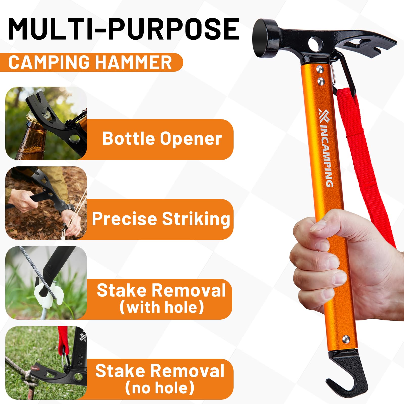 Tent Hammer: 4-in-1 Camping Mallet - Lightweight & Durable -2