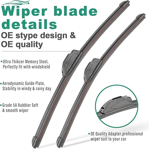 Miniatura 3 de Juego de limpiaparabrisas de 24 pulgadas, 21 pulgadas y 14 pulgadas para Honda Pilot 2003, 2004, 2005, 2006, 2007, 2008, calidad de fabricante