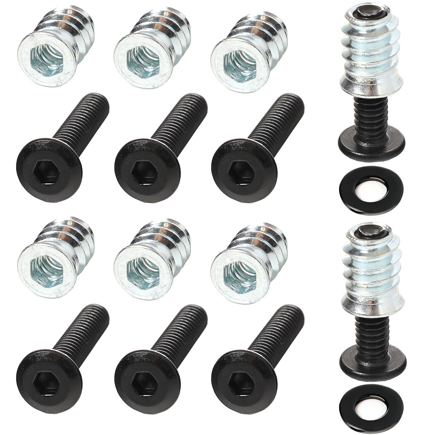 30 Sets 1/4-20 Threaded Inserts and Bolts Kit for Woodworking Wood Inserts and Bolts