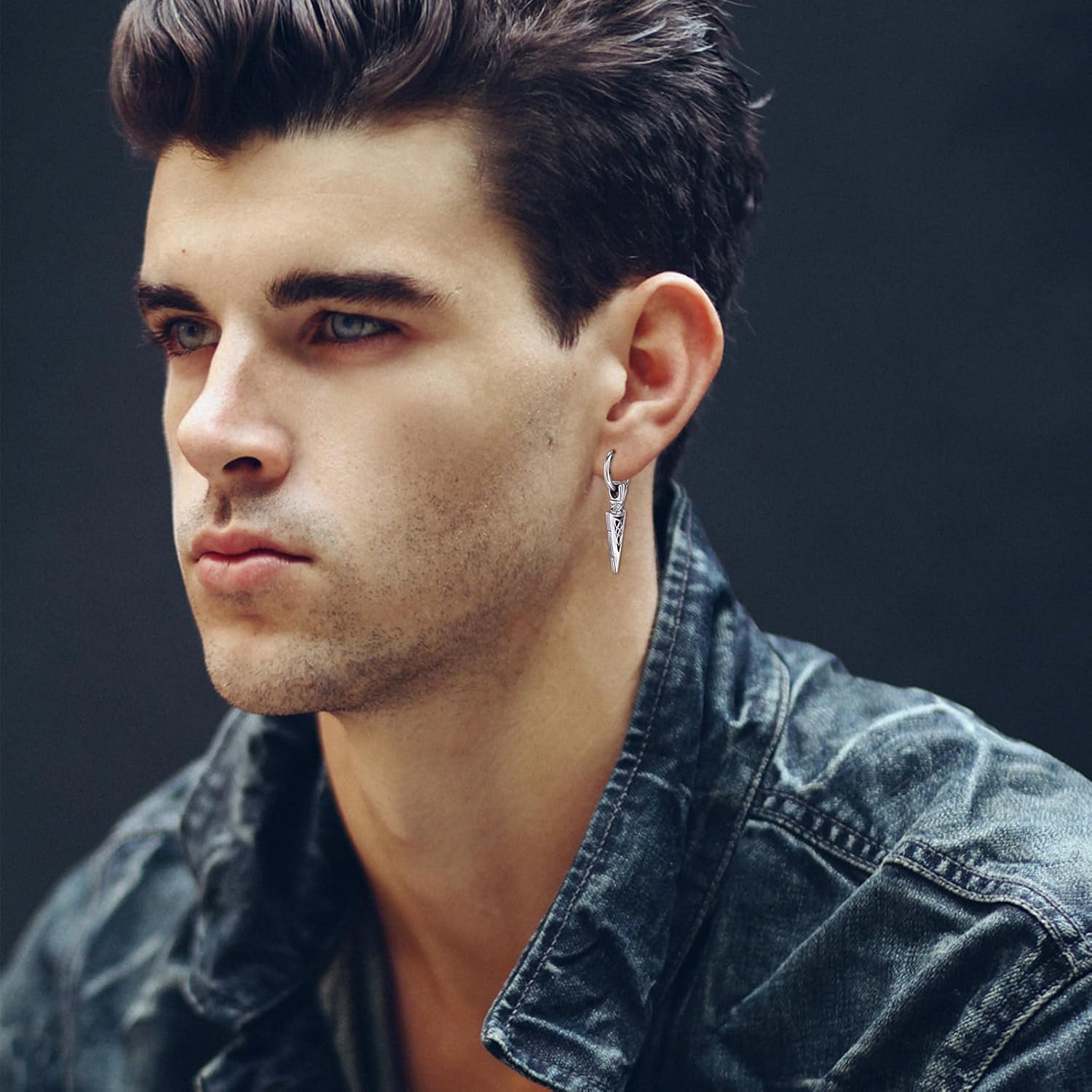 MEDWISE Unisex Hoop Earrings 925 Sterling Silver Arrowhead Earrings Viking Punk Hip Hop Jewelry Christmas Gifts for Men Women - Image 4