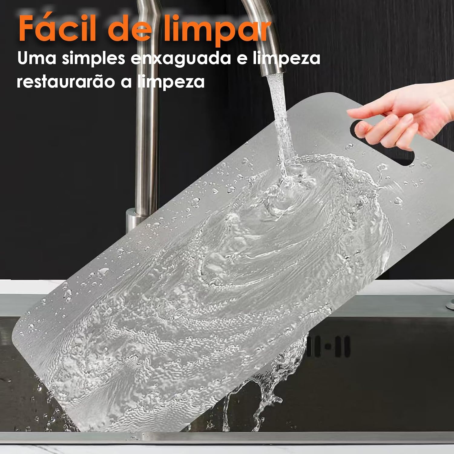 Tábua de Corte em Titânio 46x30cm – Para Carne, Cozinha e Alimentos, Inox Resistente, Ideal para Cortes de Carne e Preparos Gerais