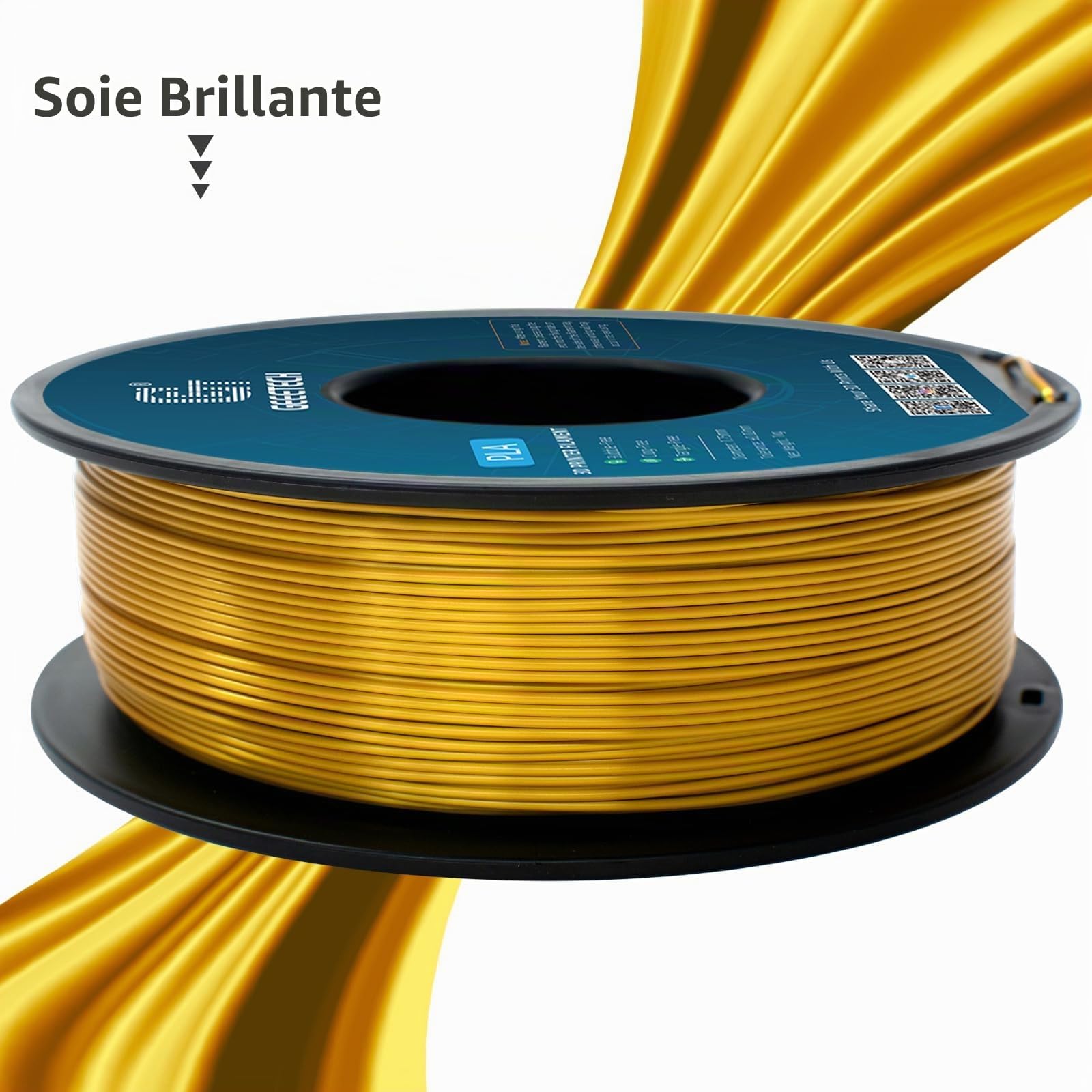 GEEETECH Filament PLA Silk 1,75 mm,PLA soie pour imprimante 3D,Bobine de 1 kg, Silk Or