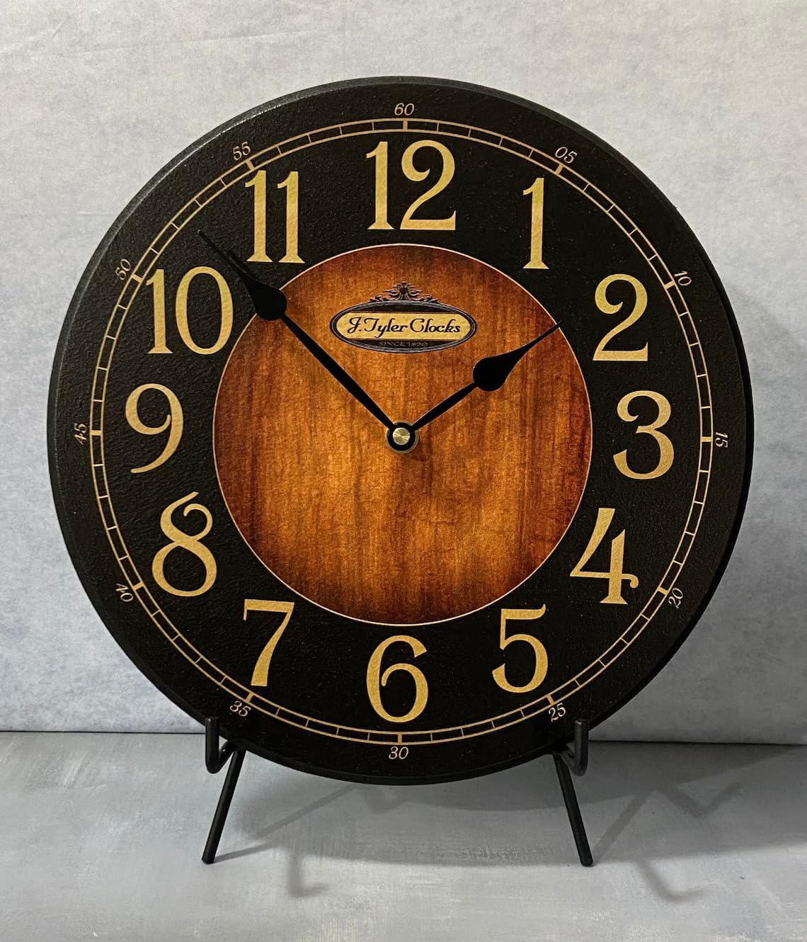 The Big Clock Store Handcrafted Black & Wood Wall Clock | Silent Non-Ticking Mechanism | Rustic Charm for Kitchen, Living Room, or Bedroom | Battery Operated | Made in USA | Large (12-Inch)