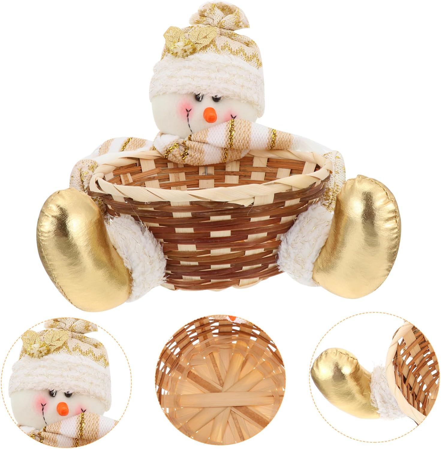 Snowman Candy Basket Xmas Storage Container for Desktop Home Decor