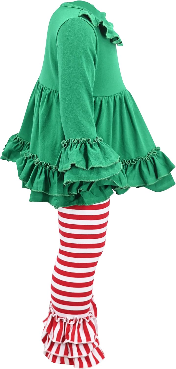 Unique Baby 2 Piece Girls Triple Ruffle Leggings Outfit with Ruffle Tunic Shirt Kid and Toddler Clothes Set image 5