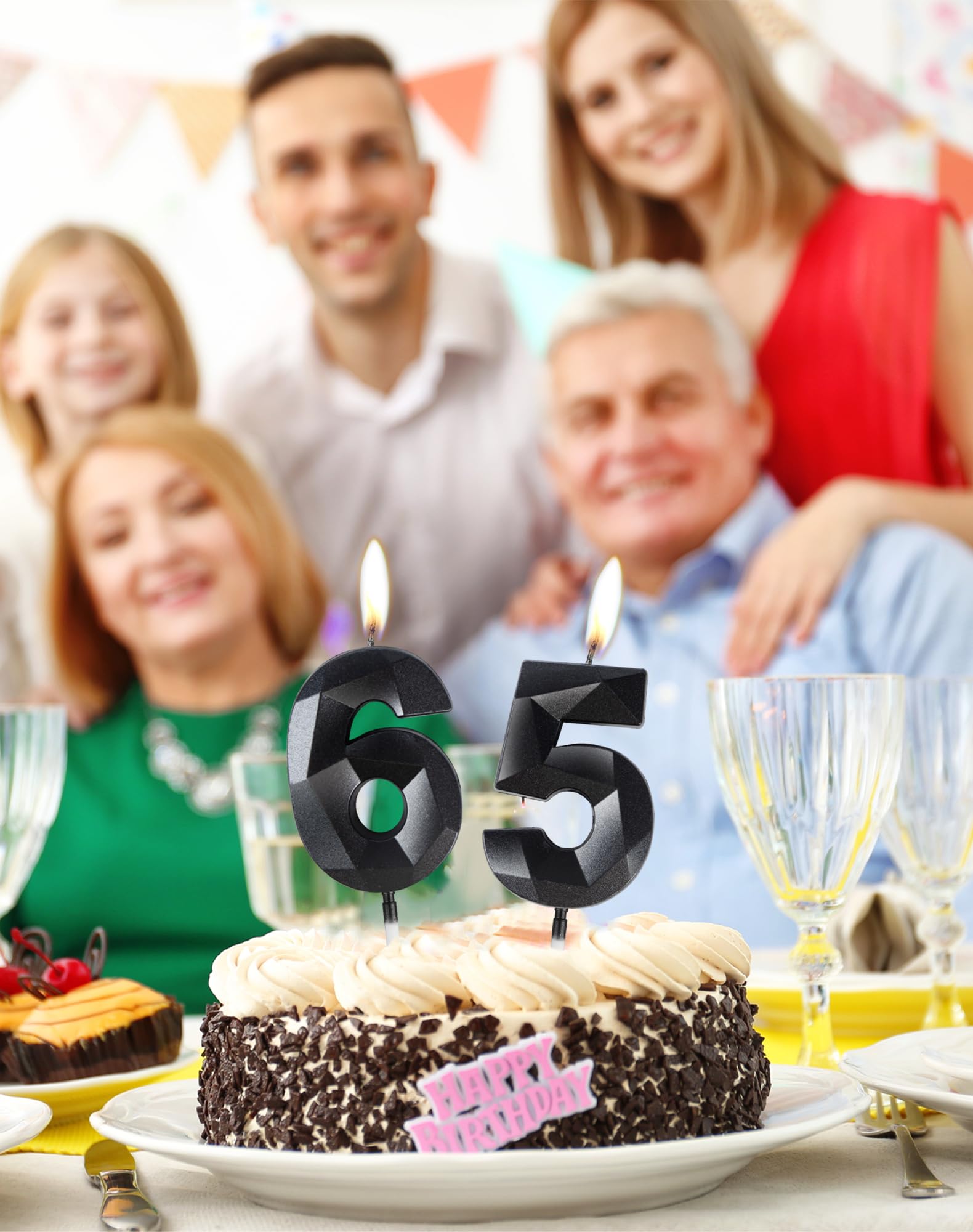 Bougies Chiffre 13 Noires Avec Couronne - Pour Gâteau Anniversaire, Mariage - Pack De 2 Bougies - Décoration Fête élégante