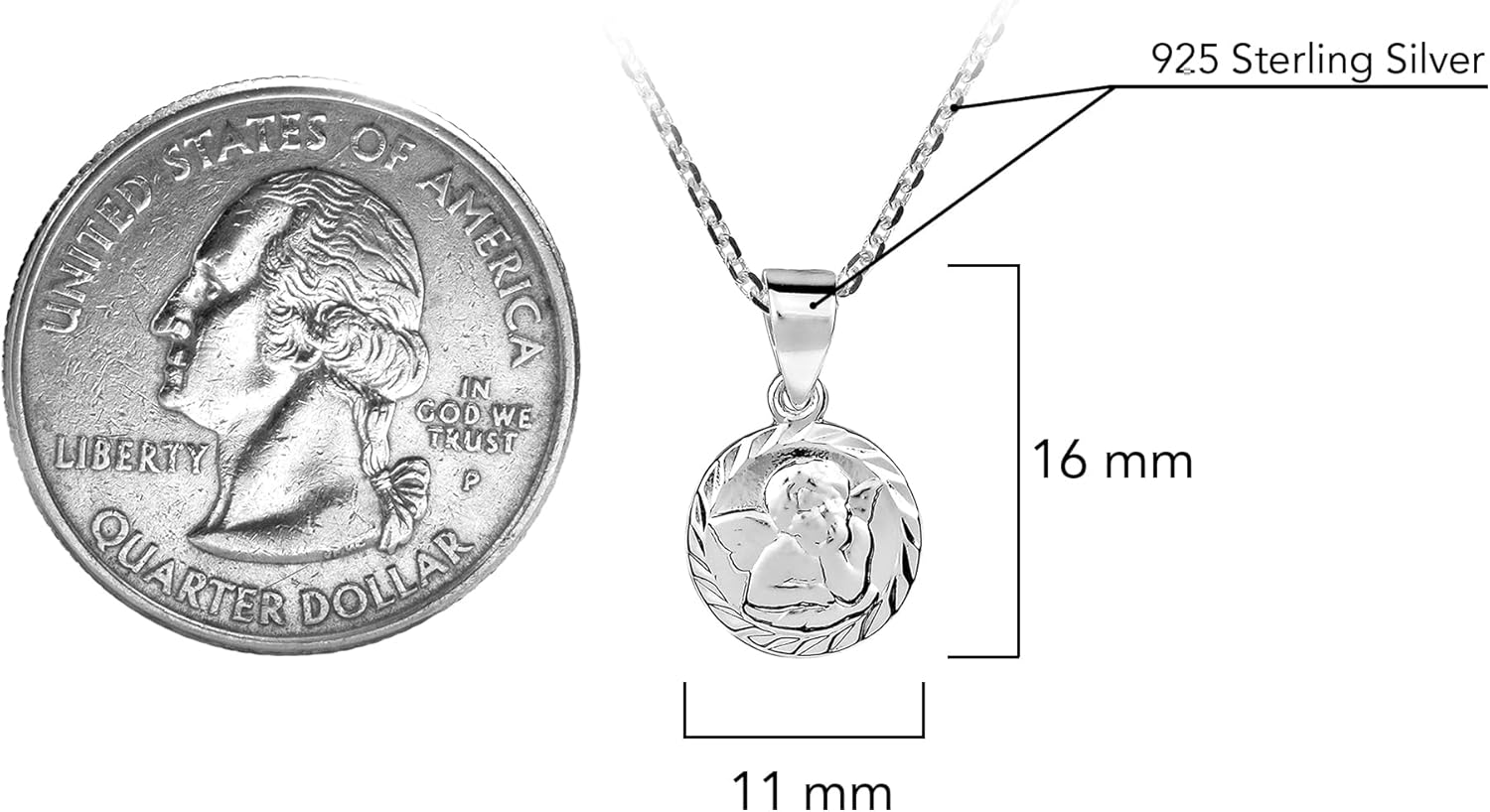 AeraVida Mini Little Cherub Cupid Angel .925 Sterling Silver Pendant Necklace | Guardian Angel for Protection Necklace | Pendant for Women Anniversary Jewelry Gift - Image 5