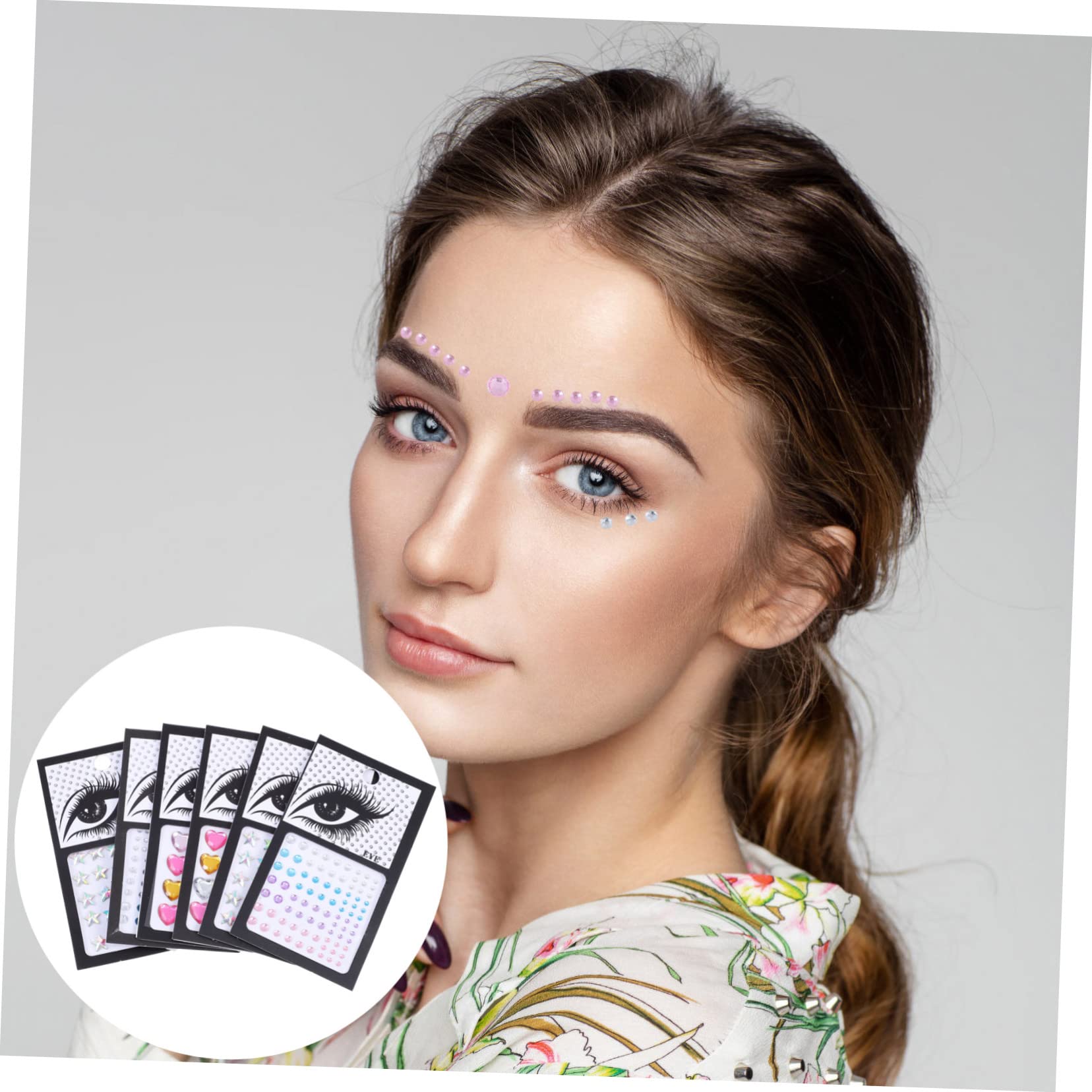 FRCOLOR 24fogli Adesivi Strass Per Viso Decorazioni Per Trucco Con Pietre Luccicanti Per Feste e Occasioni Speciali Sicuri e Riutilizzabili Facili Da Applicare