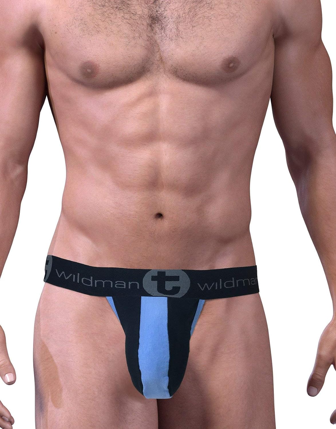 Wildmant Stretch Cotton Strapless Jock Big Boy Pouch Black/Blue