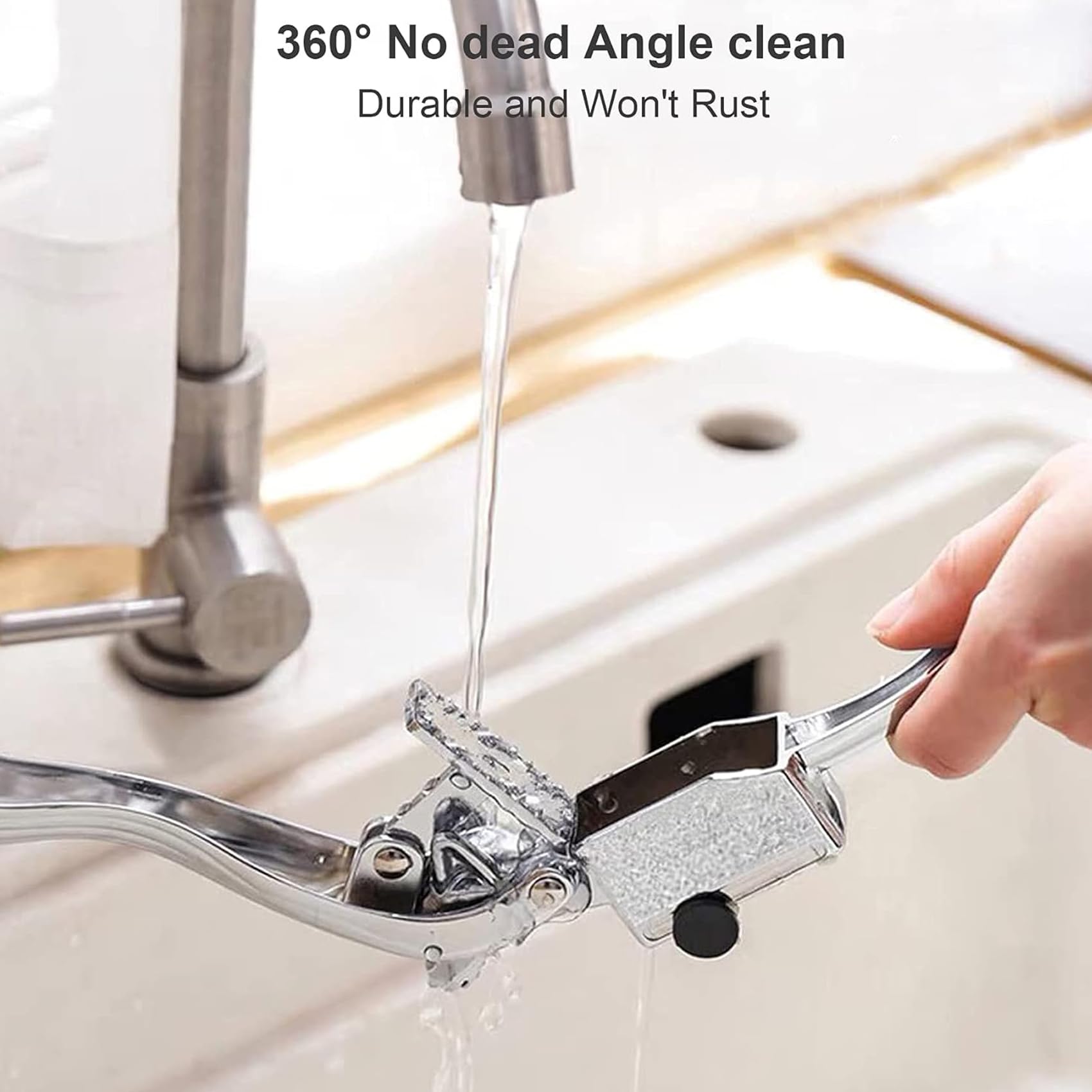 Prensa de Ajos Premium, Aplasta Ajo y Jengibre sin Esfuerzo (y sin Pelar) - Fabricada para Durar - Fuerte y Resistente - Bello Diseño en Aleación de Zinc
